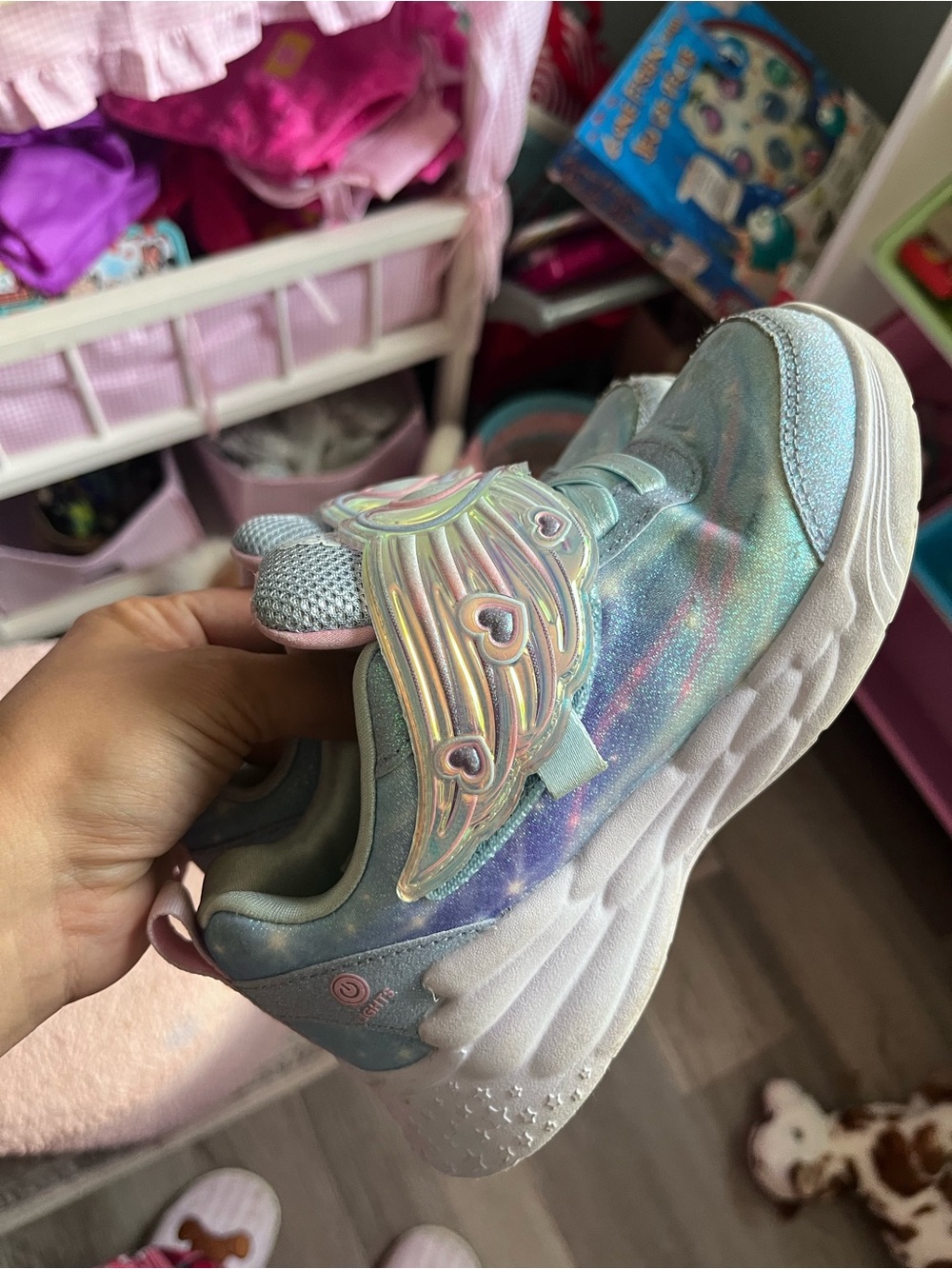 Skechers Kids Iridescent Wing Light-Up Sneakers - Pink/Blue Shimmer